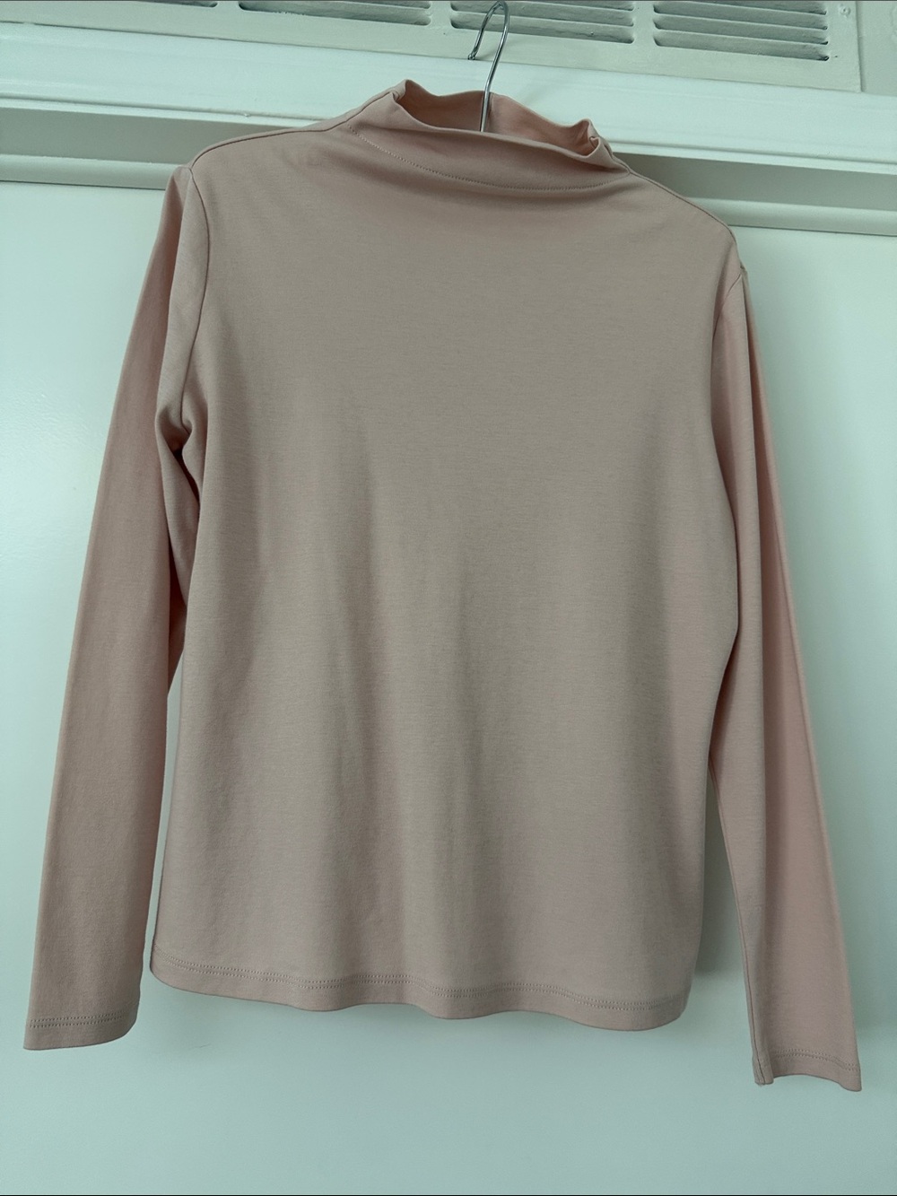 Ann Taylor Long Sleeve Mock Neck Top in Dusty Blush
